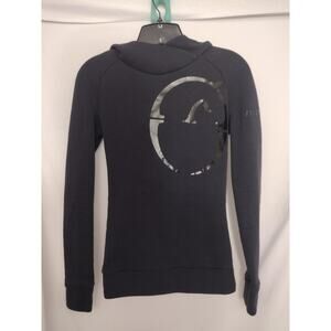 Vestrum Hoodie Womens XXS Black Avoriaz Made In Italy Equestrian Logo Pullover